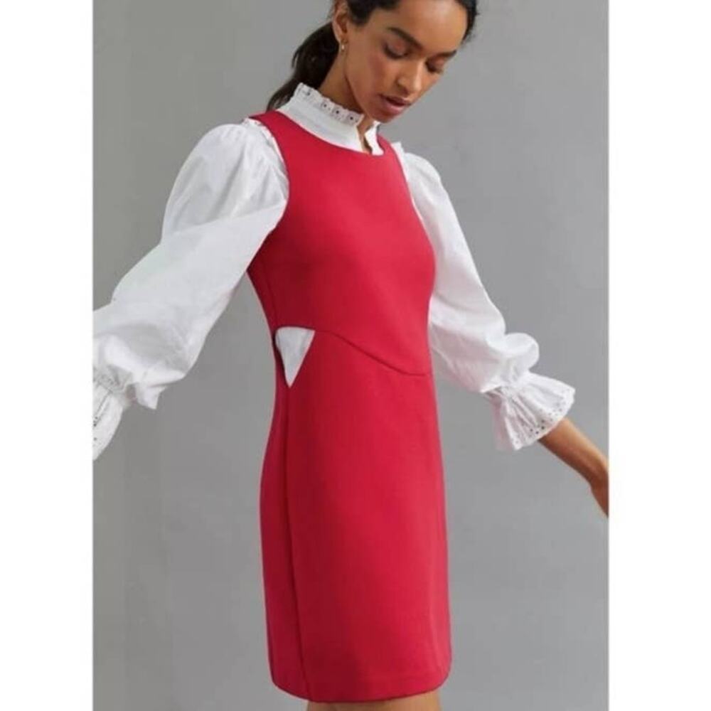 NWT ANTHROPOLOGIE Mare Mare Cutout Mini Shift Red Dress Size Large
